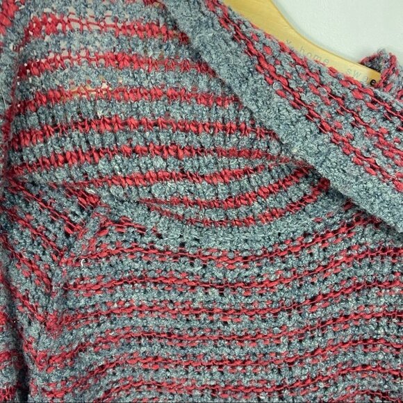 Free People Mohair Wool Linen Knit Engineer Sweater Grey Cowl Neck Fair‎ Isle XS - Picture 6 of 13